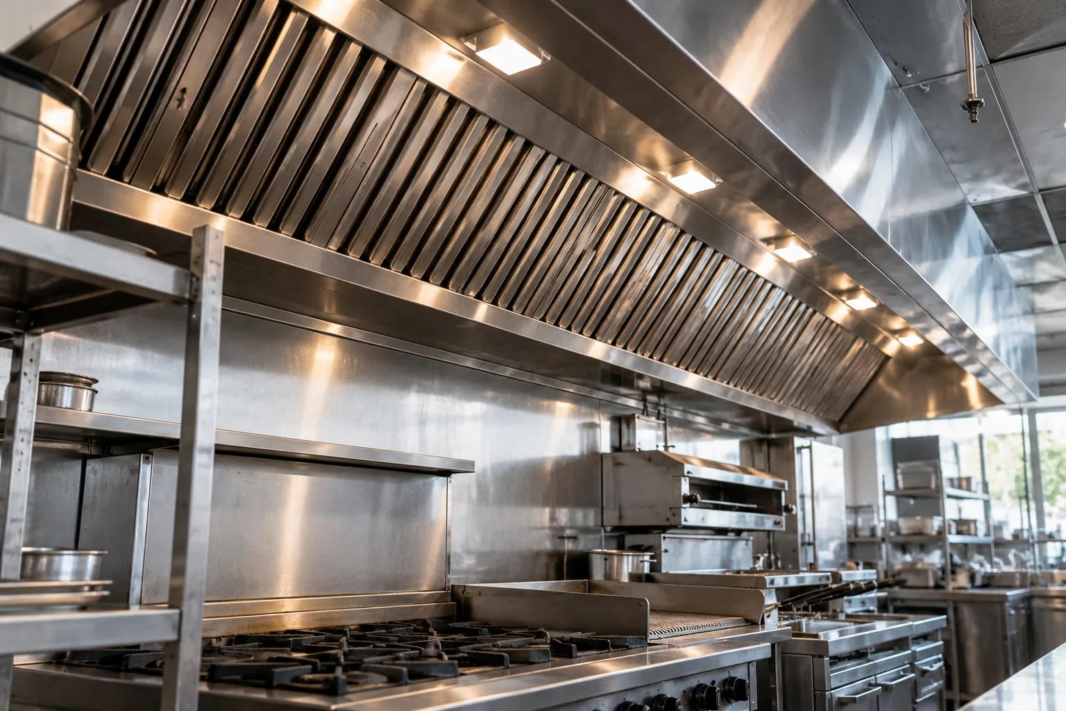 Stainless steel commercial kitchen canopy and baffle filters